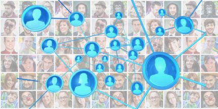 blue profile with connected people