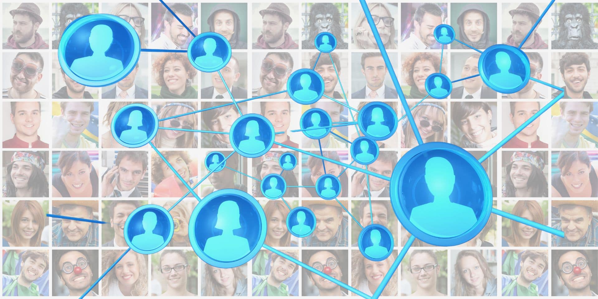 blue profile with connected people