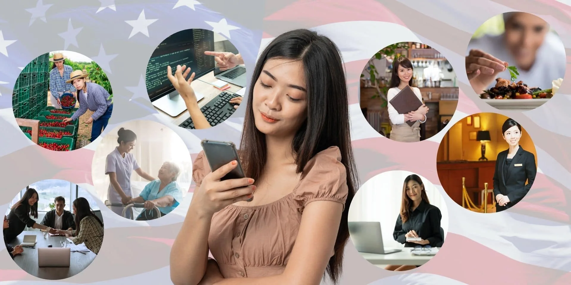 a woman holding a phone